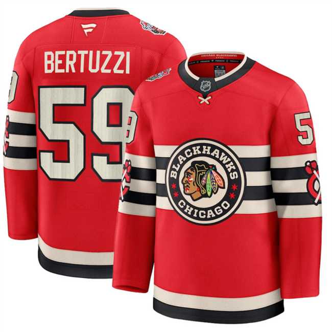 Mens Chicago Blackhawks #59 Tyler Bertuzzi Red 2024-25 Winter Classic Stitched Hockey Jersey Dzhi->chicago blackhawks->NHL Jersey